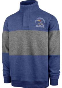 47 Kansas Jayhawks Mens Blue Edge Out Long Sleeve 1/4 Zip Fashion Pullover