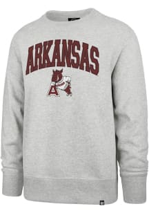 47 Arkansas Razorbacks Mens Grey Talk Up Headline Long Sleeve Fashion Sweatshirt