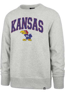 47 Kansas Jayhawks Mens Grey Talk Up Headline Long Sleeve Fashion Sweatshirt