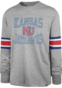 47 Kansas Jayhawks Grey Cover Two Brex Long Sleeve Fashion T Shirt