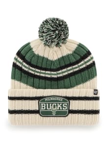 47 Milwaukee Bucks Natural Hone Patch Cuff Pom Mens Knit Hat