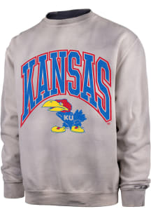 47 Kansas Jayhawks Mens White Vintage Dye Thompson Long Sleeve Fashion Sweatshirt