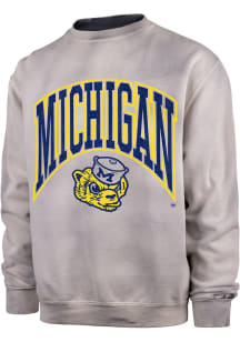 47 Michigan Wolverines Mens White Vintage Dye Thompson Long Sleeve Fashion Sweatshirt