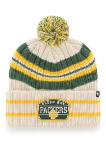 47 Green Bay Packers Natural Retro Hone Patch Cuff Mens Knit Hat