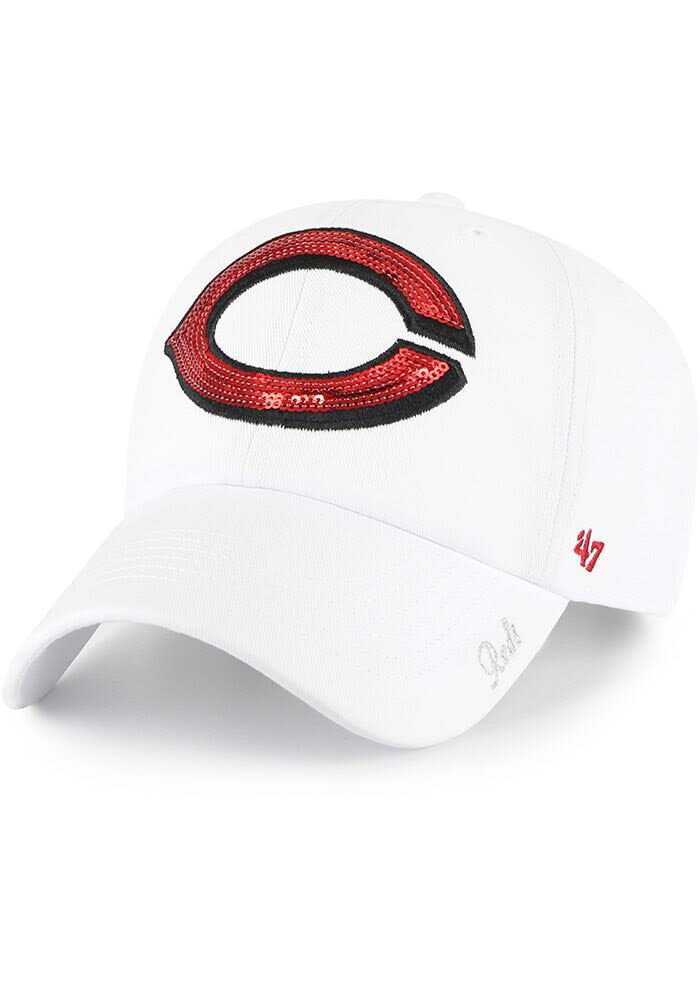 Cincinnati Reds 47 Womens WHITE Sparkle Clean Up Adjustable Hat