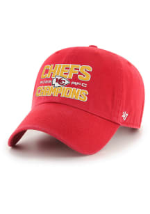47 Kansas City Chiefs 2023 AFC Conference Champs Clean Up Adjustable Hat - Red