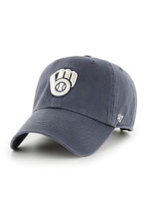 47 Milwaukee Brewers White Logo Clean Up Adjustable Hat - Navy Blue