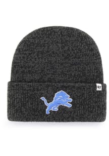 47 Detroit Lions Black Brain Freeze Cuff Mens Knit Hat