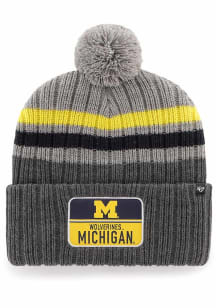 47 Michigan Wolverines Grey Stack Cuff Knit Mens Knit Hat