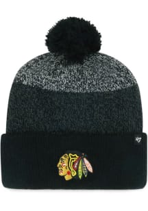 47 Chicago Blackhawks Black Dark Freeze Cuff Mens Knit Hat