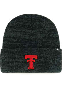 47 Texas Tech Red Raiders Black Brain Freeze Cuff Mens Knit Hat
