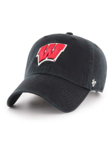 47 Black Wisconsin Badgers Clean Up Logo Adjustable Hat