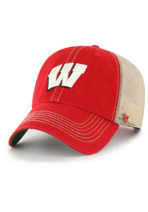 47 Red Wisconsin Badgers Logo Trawler Clean Up Adjustable Hat