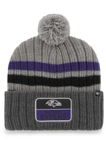 47 Baltimore Ravens Grey Stack Cuff Mens Knit Hat