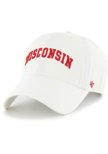 47 White Wisconsin Badgers Clean Up Adjustable Hat