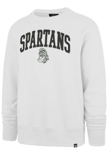 Mens Michigan State Spartans White 47 Arch Gamebreak Crew Sweatshirt