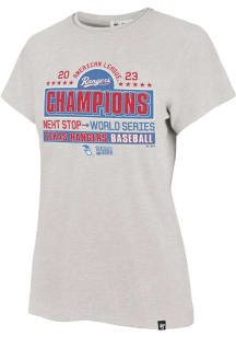 47 Texas Rangers Womens Grey 2023 LCS Champions Short Sleeve T-Shirt