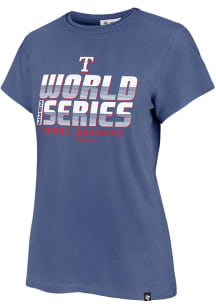 47 Texas Rangers Womens Blue 2023 World Series Participant Short Sleeve T-Shirt