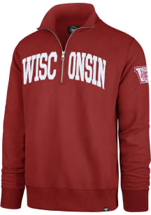 Mens Wisconsin Badgers Red 47 Striker Qtr Zip Fashion Pullover