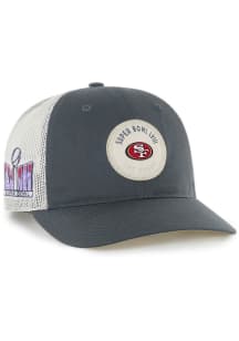 47 San Francisco 49ers Super Bowl LVIII Patch Trucker Adjustable Hat - Charcoal