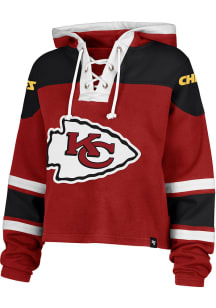 Antigua Kansas City Chiefs Womens Charcoal Chenille Logo Victory Hooded Sweatshirt