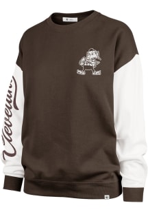 47 Cleveland Browns Womens Brown Gridiron Andie Crew Sweatshirt