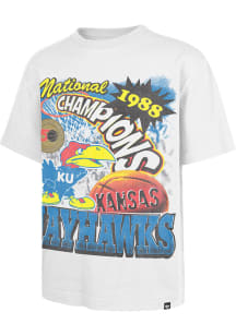 47 Kansas Jayhawks White Bonanza Vintage National Champs Short Sleeve Fashion T Shirt