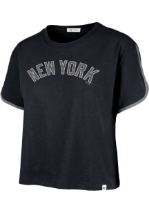 47 New York Yankees Womens Navy Blue Dolphin Short Sleeve T-Shirt