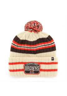 47 Cleveland Browns Ivory Tavern Cuff Designed Mens Knit Hat