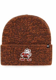 47 Cleveland Browns Brown Brain Freeze Cuff Design Mens Knit Hat