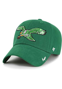 47 Philadelphia Eagles Kelly Green Retro Sparkle 47 Clean Up Womens Adjustable Hat