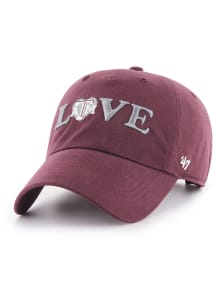 47 Texas A&amp;M Aggies Maroon Love Script Clean Up Womens Adjustable Hat