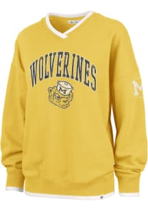 Womens Michigan Wolverines Yellow 47 Clubhouse Eighties Crew Sweatshirt