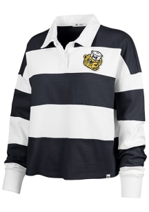 47 Michigan Wolverines Womens White Clubhouse Raven Rugby LS Tee