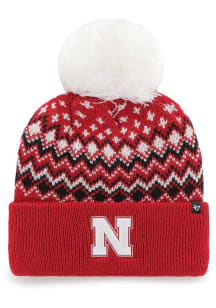 47 Nebraska Cornhuskers Red Elsa Cuff Knit Womens Knit Hat