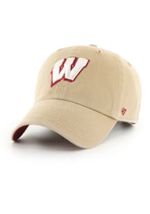 47 Khaki Wisconsin Badgers Ballpark Clean Up Adjustable Hat
