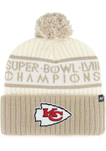 47 Kansas City Chiefs Natural Super Bowl LVIII Champions cuff knit Mens Knit Hat