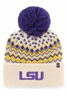 47 LSU Tigers White Elsa Cuff Womens Knit Hat