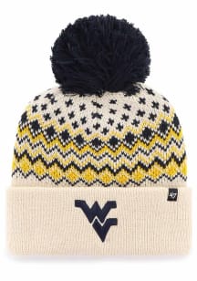 47 West Virginia Mountaineers White Elsa Cuff Womens Knit Hat