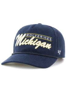 47 Michigan Wolverines Double Header Corduroy Hitch Adjustable Hat - Navy Blue