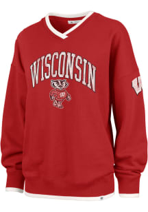 Womens Wisconsin Badgers Red 47 Clubhouse Eighties Crew Sweatshirt