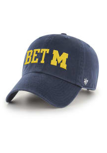 47 Navy Blue Michigan Wolverines Clean Up Adjustable Hat