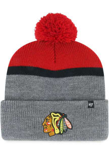 47 Chicago Blackhawks Red Split Cuff Pom Mens Knit Hat