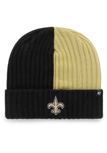 47 New Orleans Saints Black Fracture Cuff Mens Knit Hat