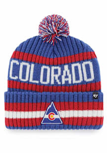 47 Colorado Avalanche Blue Old School Retro Bering Cuff Mens Knit Hat
