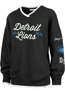 47 Detroit Lions Womens Black Stoney Clover Crew Sweatshirt