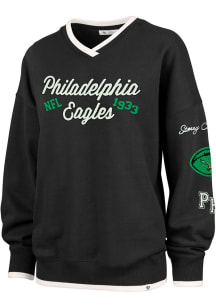 47 Philadelphia Eagles Womens Black Stoney Clover Crew Sweatshirt