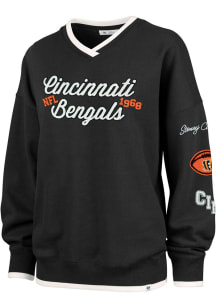 47 Cincinnati Bengals Womens Black Stoney Clover Crew Sweatshirt