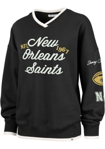 47 New Orleans Saints Womens Black Stoney Clover Crew Sweatshirt