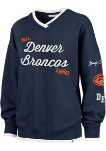 47 Denver Broncos Womens Navy Blue Stoney Clover Crew Sweatshirt